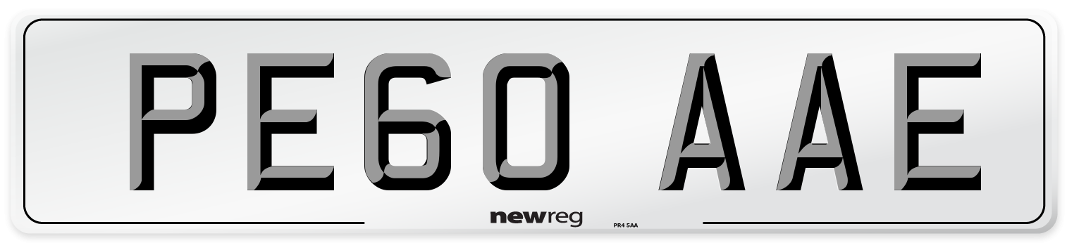 PE60 AAE Number Plate from New Reg